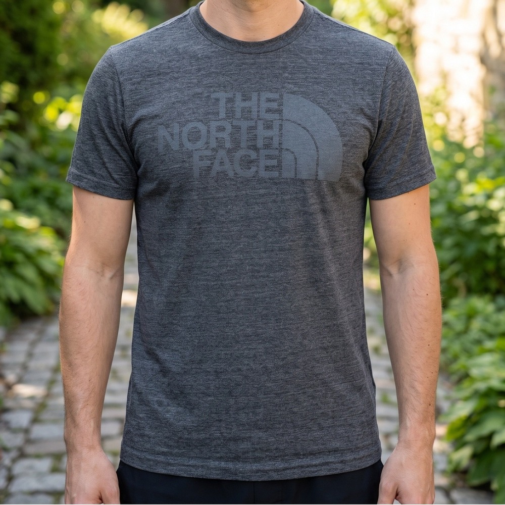 The North Face Mens Gray Heather Graphic Logo Short Sleeve T-Shirt 6532